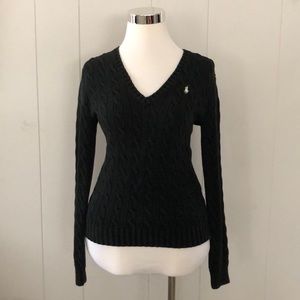 Sold-Cotton Polo Sweater in Black